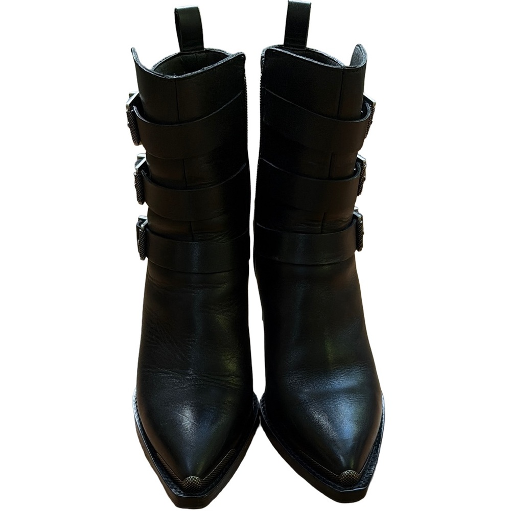 ASH Black Leather Buckle Boots